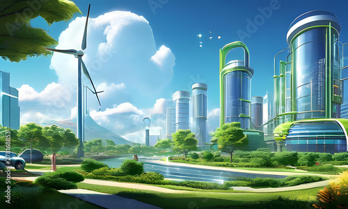 park in the city, solar power station, Green City, Green city of the future, City of the future, Future ecological city