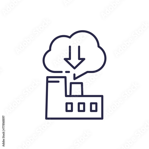 reducing emissions of factory line icon