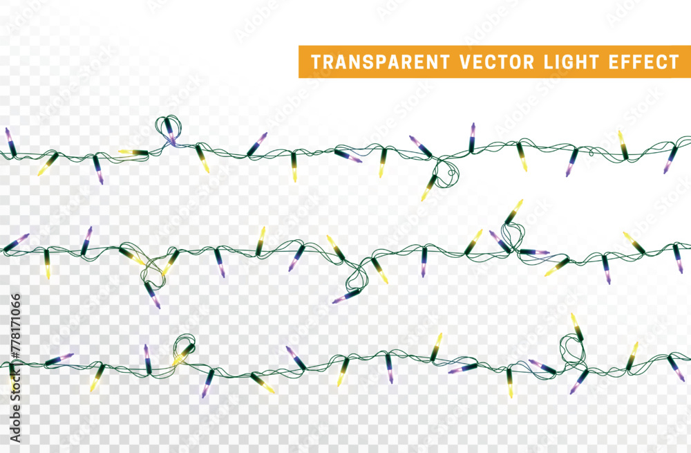 Christmas decorative light garlands. New Year's decor. Realistic Xmas holiday decoration. vector illustration Christmas decorative light garlands. New Year's decor. Realistic Xmas holiday decoration. vector illustration