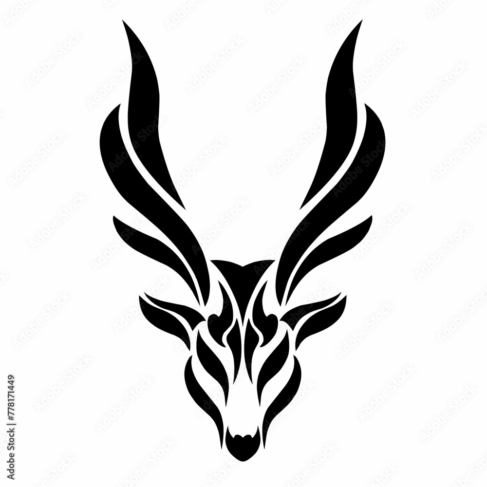 Illustration vector graphics of tribal art abstract design of a deer's head with antlers on a white background