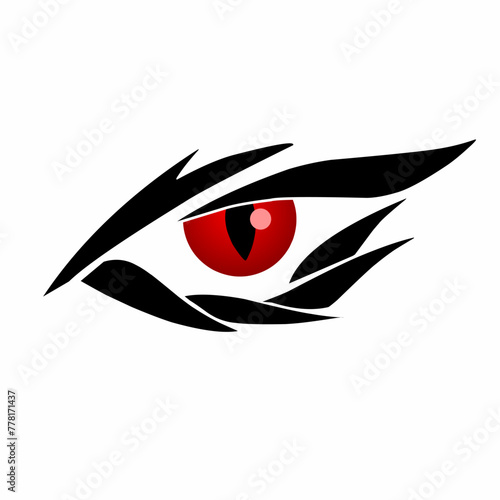 Illustration vector graphics of tribal art design of red dragon eyes with a sharp gaze on a white background