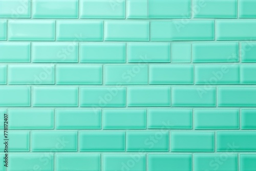 Mint Green majorelle shiny clean metro brick wall background pattern with copy space for design blank 