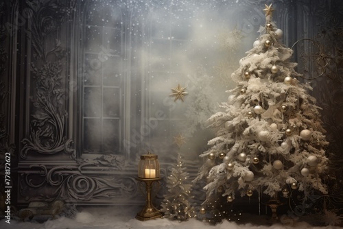 Shimmering and enchanting christmas decorations adding magic to the tree background