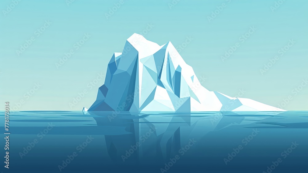 A minimalist design featuring a polar iceberg with plenty of empty space for text advertising A minimalist design featuring a polar iceberg with plenty of empty space for text advertising