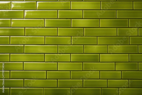 Olive majorelle shiny clean metro brick wall background pattern with copy space for design blank 