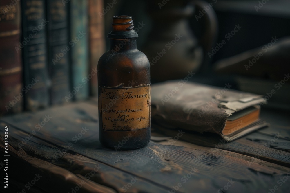 A dusty bottle with a faint message on it It is the key to an out-of-this-world experience. It is believed that it was made by a long-lost pharmacist.
