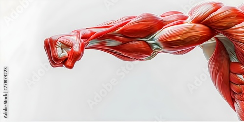 Powerful Muscle Character Flexing and Displaying Strength on White Background
