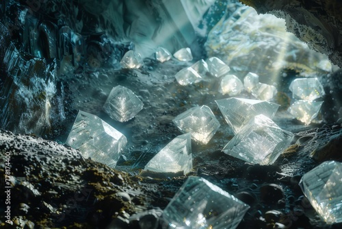Deep in the cavernous mine Miners unearthed a cache of rough diamonds that had been hidden beneath the soil for centuries. © Thi
