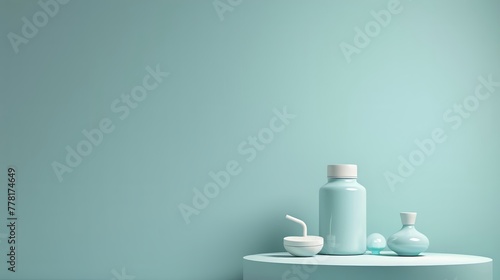 A minimalist design featuring copy space for advertising Omeprazole, conveying a sense of calm and relief from acid reflux photo