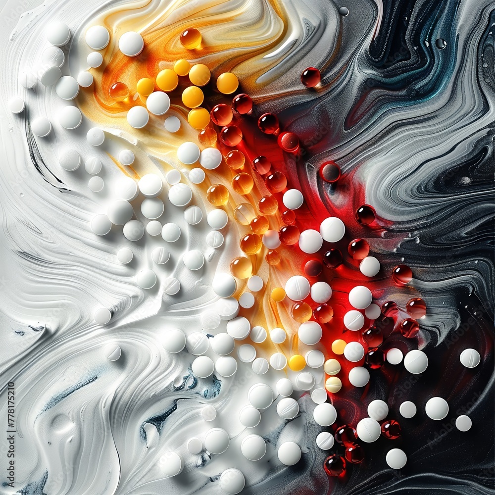 Produce an artistic composition featuring Adapalene, Clindamycin, and Tetracycline in a way that evokes a sense of calm and balance Produce an artistic composition featuring Adapalene, Clindamycin, and Tetracycline in a way that evokes a sense of calm and balance