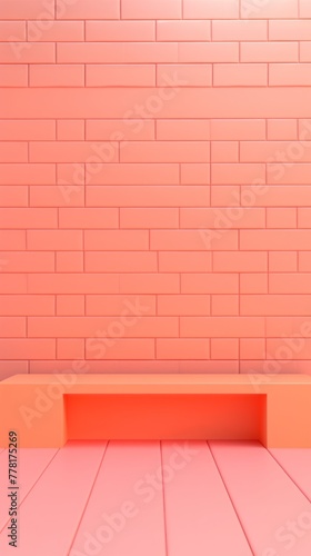 Peach majorelle shiny clean metro brick wall background pattern with copy space for design blank 