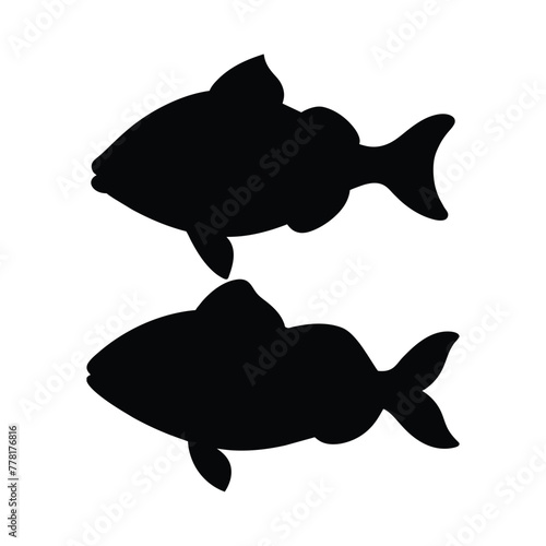 silhouette of halibut fish on white