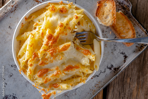 Mac and Cheese Magic: Tempting 4K Ultra HD Image of Baked Macaroni in Cheese Sauce