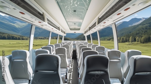 The tourist car boasts panoramic windows providing passengers with breathtaking views, enhancing the sightseeing experience and creating memorable travel moments.
 photo