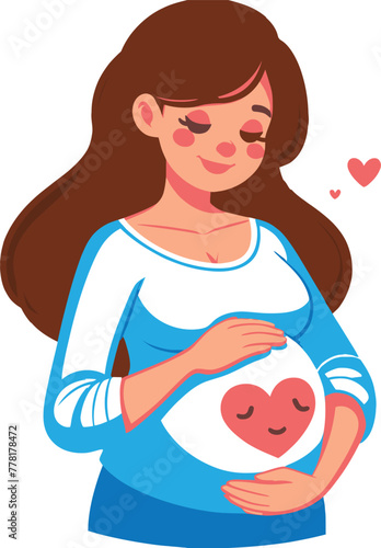 Pregnant woman hugging belly with hand. A pregnant mother thinking about her baby.