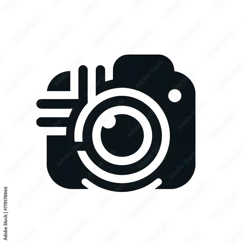 Iconic camera silhouette illustrating photography's art. Bold icon in