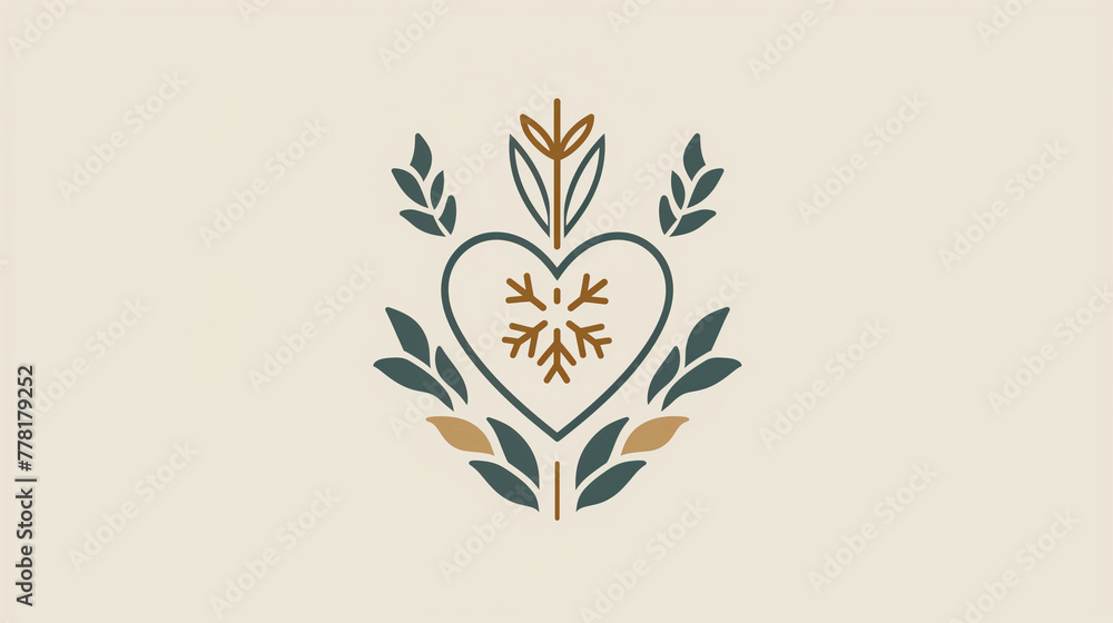Floral Heart Emblem Design