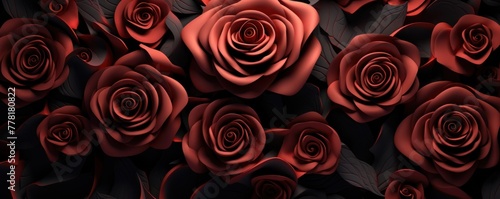 Rose abstract dark design majestic beautiful paper texture background 3d art