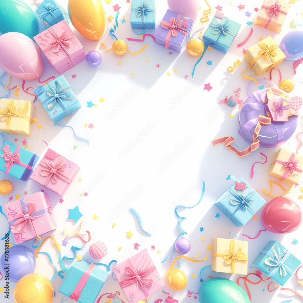 Illustration with gift boxes and balloons Illustration with gift boxes and balloons
