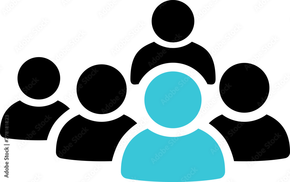 Flat icon of people group as concept of focus on the target customer symbol Flat icon of people group as concept of focus on the target customer symbol