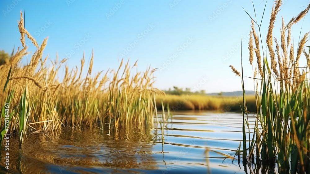 A beautiful white swan couple in a little lake not far away from Cologne at sunset at a warm day in fall.
