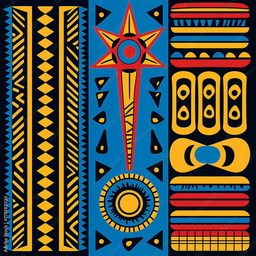 Geometric Patterns Using Ndebele Pattern Foto de Design an African pattern with tribal motifs, using bold colors ...