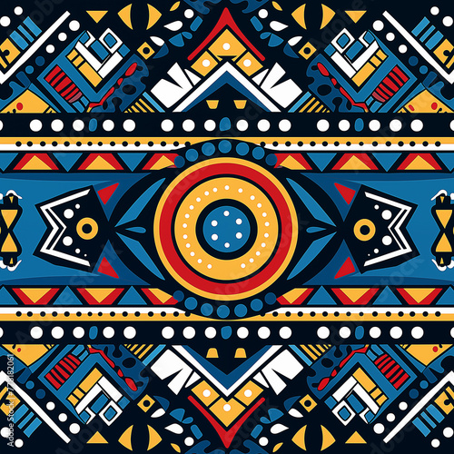 Design an African pattern with tribal motifs, using bold colors and geometric shapes inspired in the style of traditional Ndebele. photo