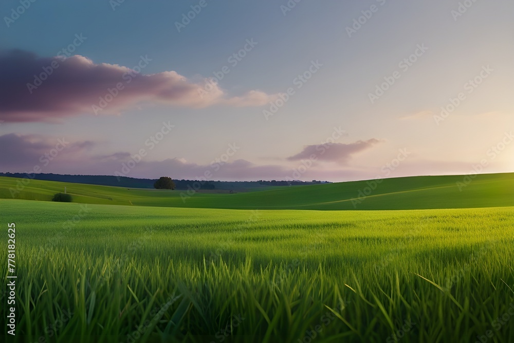 Green field. Beautiful abstract nature header web banner background design in bright colors Generative AI