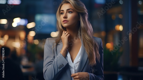 A young woman confidently adjusting her blazer, ready to conquer the business world © SHAPTOS