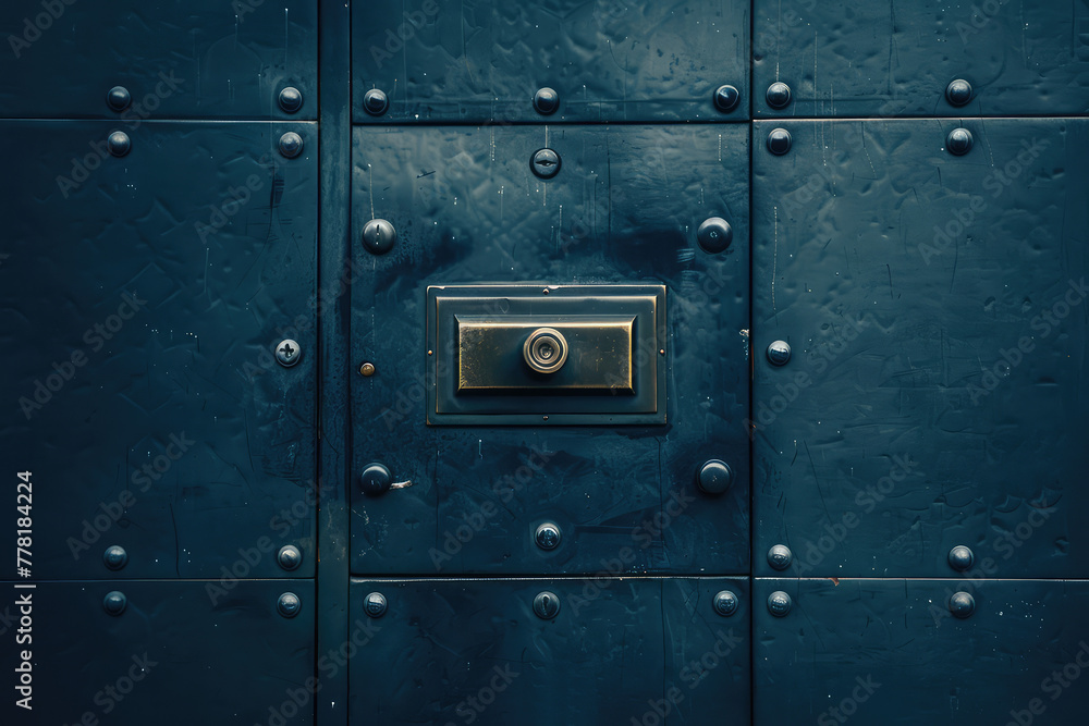 Close-up bank safe deposit box, nobody, background with copy space. Safe storage of valuable things in a safe deposit box.