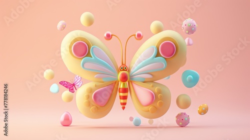 3D butterfly on multicolor background © MUS_GRAPHIC