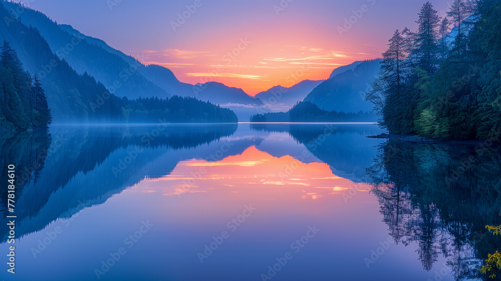 Alpine Lake at Dawn's Embrace