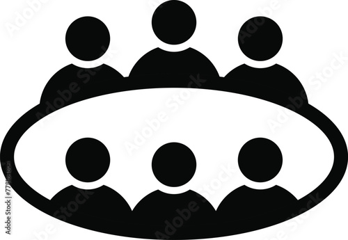 Team business meeting with teamwork and collaboration flat vector icon for apps and websites