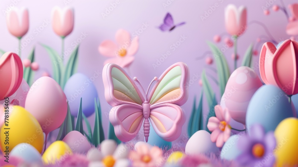 3D butterfly on multicolor background 3D butterfly on multicolor background