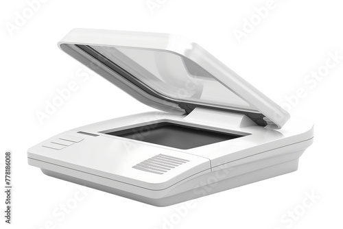 Compact Flatbed Scanner with Lid Open - isolated on White Transparent Background, PNG 