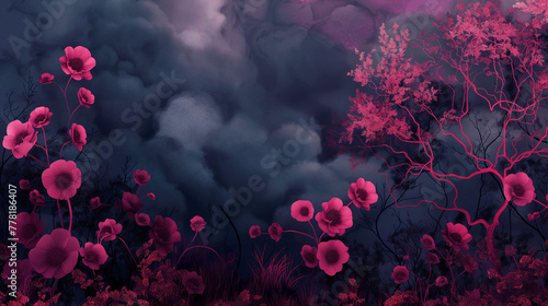 Enchanted Floral Dreamscape: A Vibrant Digital Nature Illustration