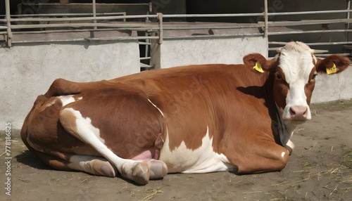 A-Cow-With-Its-Legs-Folded-Beneath-It-Resting- 2