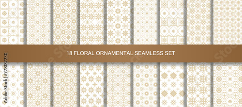 Oriental patterns seamless vintage 18 set in gold.
