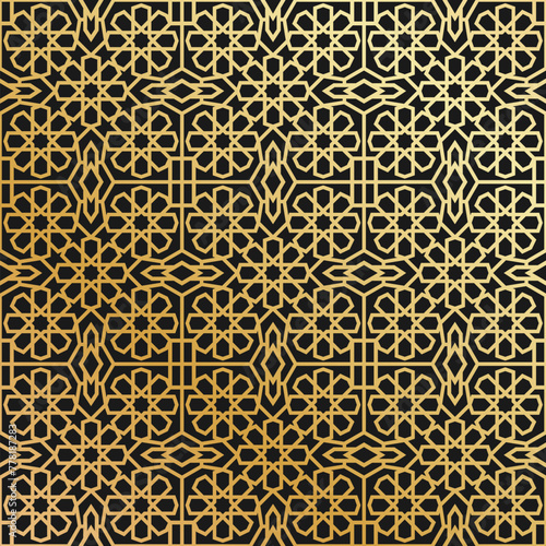 Geometric arabic islamic gold pattern, Pattern Asia.