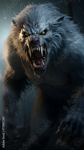 Werewolf  photo of a werewolf  werewolf photo fantasy figure  wolf  midnight werewolf