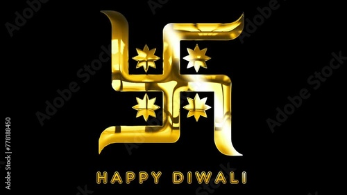 Happy Diwali Indian festival hindi slogan text design with golden shine animation video photo
