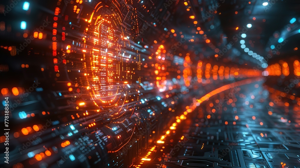 Obraz premium Digital binary data and streaming binary code background. Wallpaper of binary code concept pattern and big data structure.
