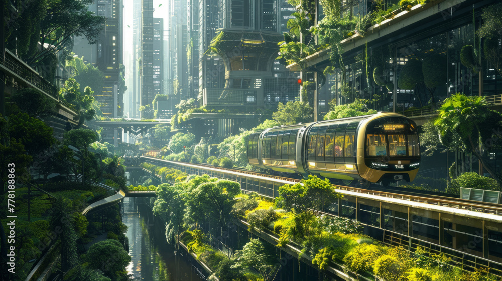 Sustainable Urban Design, Futuristic green city concept with eco ...