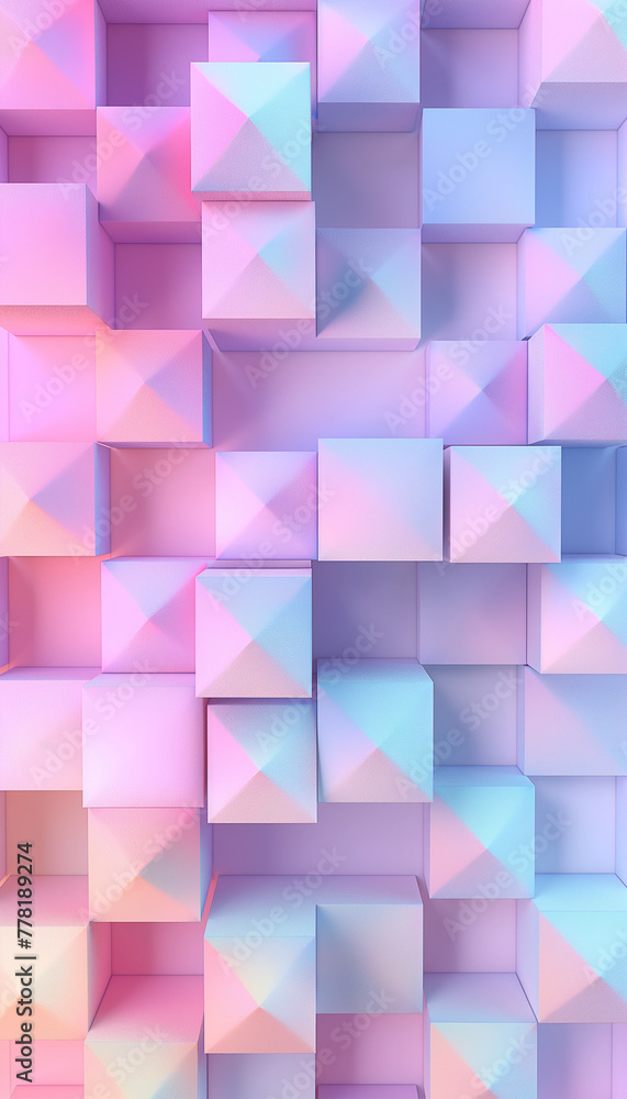 Obraz premium Modern Abstract Geometric Cube Pattern in Pastel Tones