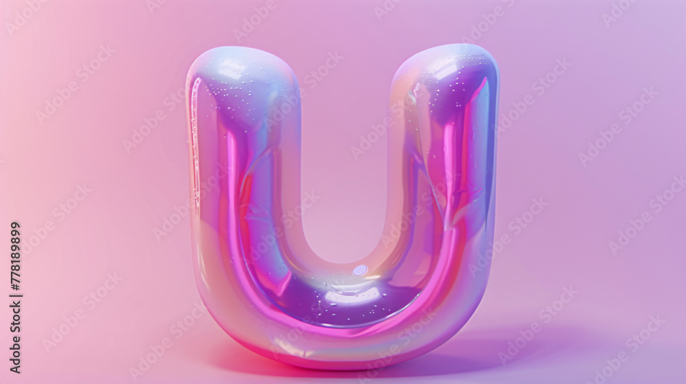 3D rendering letter U, 3d style decorated capital letter U 3D rendering letter U, 3d style decorated capital letter U