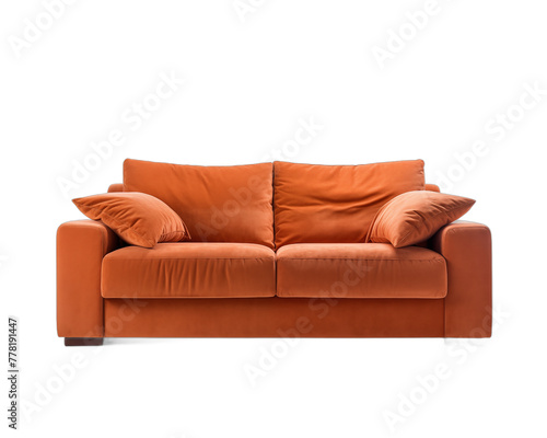 Modern orange sofa isolated on white background Contemporary couch Minimalistic furniture design