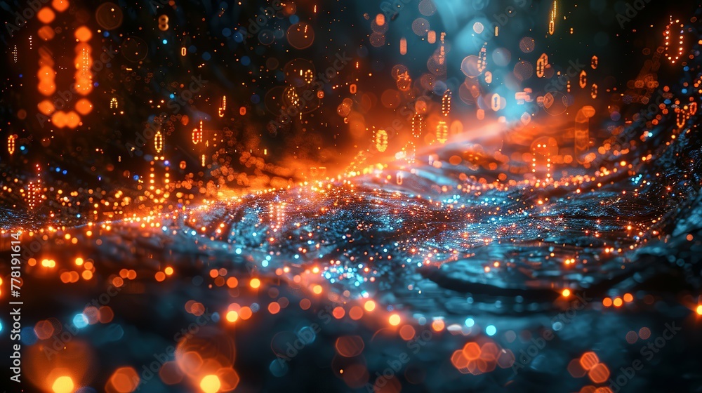 Fototapeta premium Digital binary data and streaming binary code background. Wallpaper of binary code concept pattern and big data structure.