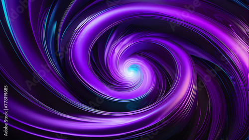 Enchanting Purple Neon Swirls: Mesmerizing Patterns on Black Background(Generative AI)