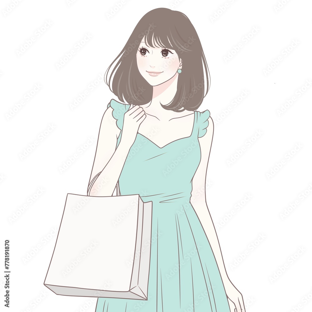 買い物/ショッピング/セール/バーゲン/お出かけ/女性・女の子のイラスト素材 買い物/ショッピング/セール/バーゲン/お出かけ/女性・女の子のイラスト素材