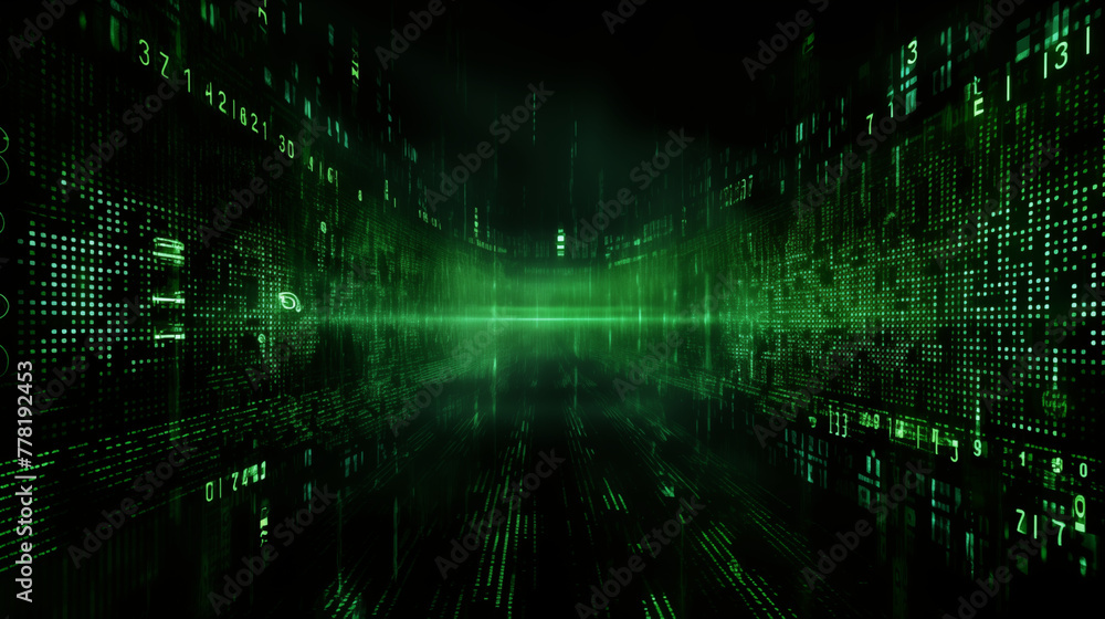 Matrix Code Style Digital Green Data Tunnel Visualization Matrix Code Style Digital Green Data Tunnel Visualization